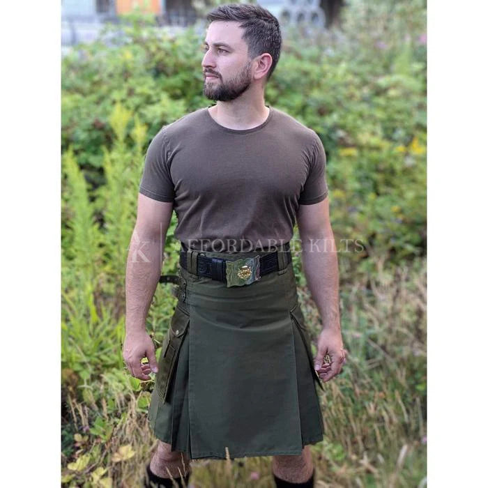 Olive Green Utility Kilt- Ready to Ship